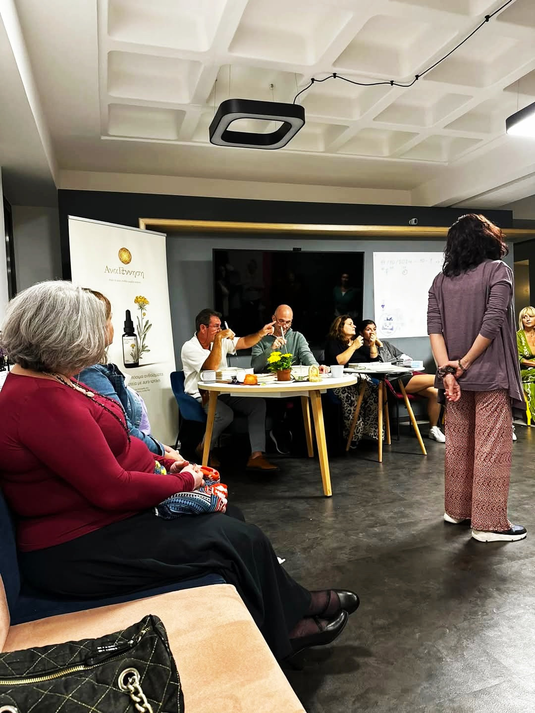 Systemic Soul Healing. Group of people in a meeting room with a presenter standing at the front.