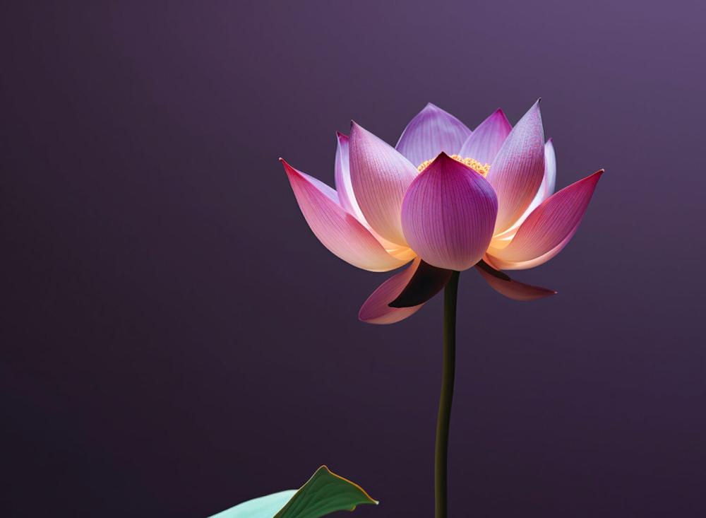 Pink lotus flower against a dark purple background, Guided meditation for 6th chakra – Third eye activation and intuition – Anagennisi Academy