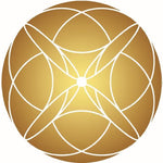 Gold emblem Anagennisi logo by ANAGENNISI with white geometric design on a white background
