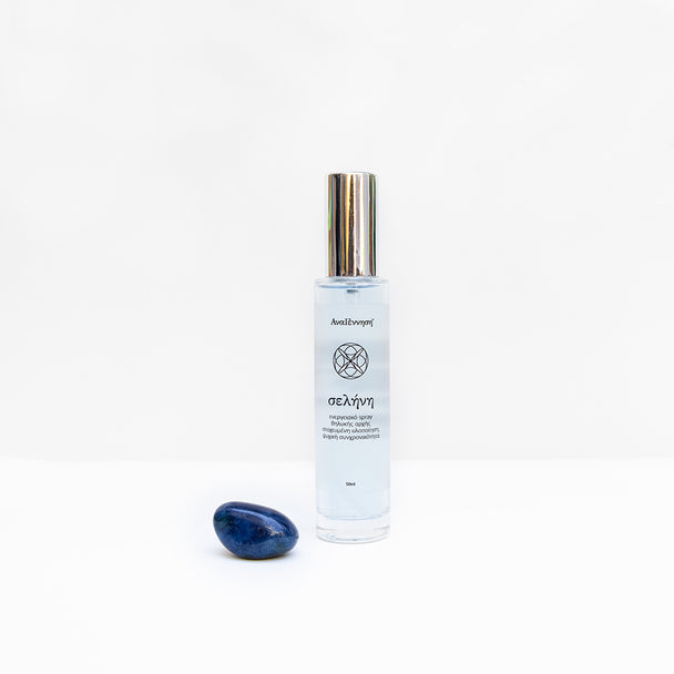 Selini Aura Spray Anagennisi – Feminine Principle energy mist with flower essences, essential oils, and crystal vibrations for emotional balance and self-connection.